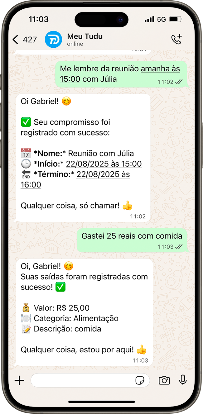 Tela do WhatsApp no celular